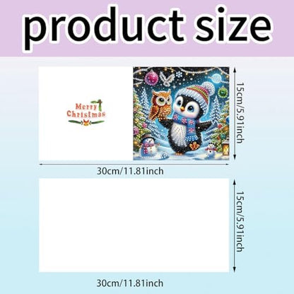 Diamond Art Christmas Cards Kit, 6PCS DIY Diamond Painting Christmas Cards with Envelopes, 5D Diamond Dot Greeting Cards for Adults, Xmas Card for Holiday Crafting Gifts (Christmas Penguin) - Image 4
