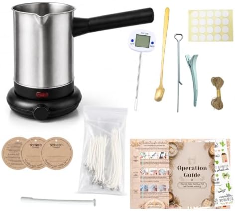 KQU Electric Wax Melting Pot with Thermomete & Wick Tools for Candle Making by KQU