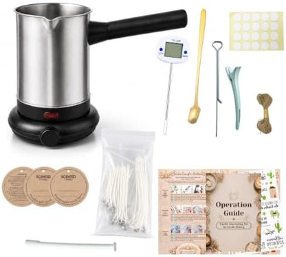 KQU Electric Wax Melting Pot with Thermomete & Wick Tools for Candle Making by KQU