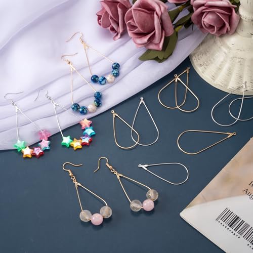 OIIKI 60PCS Earring Beading Hoops for Jewelry Making, 2 Sizes Gold/Silver Plated Hoop Earring Findings, Open Hoops, Metal Earring Rings, Waterdrop Earring Beading for DIY Jewelry Crafts for Women - Image 4