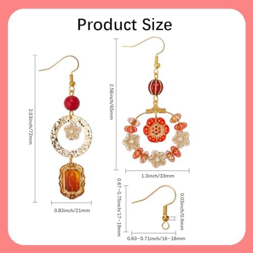 SUNNYCLUE 10 Pairs Bohemian Earring DIY Vintage Earring Charms Acrylic National Style Flowers Leafs Drop Beaded Dangle Fashion Earring for Women Adult Beginners Starters Supplies Craft - Image 3