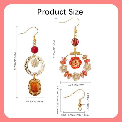SUNNYCLUE 10 Pairs Bohemian Earring DIY Vintage Earring Charms Acrylic National Style Flowers Leafs Drop Beaded Dangle Fashion Earring for Women Adult Beginners Starters Supplies Craft - Image 3