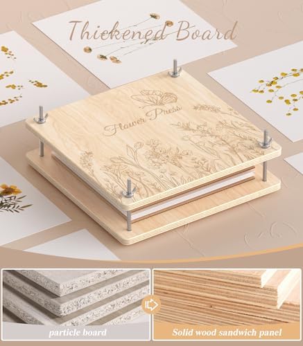 Wakhow Flower Press Kit, 11" x 11" Large Wooden Flower Press for Adult Teen - Image 4