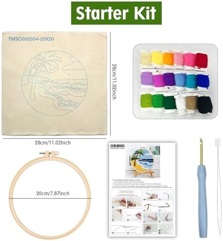 ZuoAnLF Punch Needle Kit for Beginners & Adults, DIY Easy Landscape Embroidery Set for Starter Art Craft, Punch Needle Project with Patterns, Tools, Yarns, Hoop, Instructions - Image 3