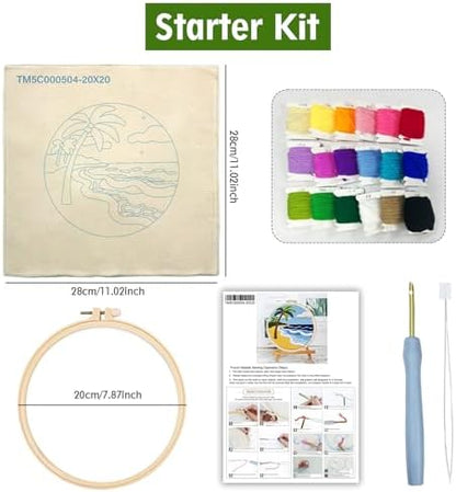 ZuoAnLF Punch Needle Kit for Beginners & Adults, DIY Easy Landscape Embroidery Set for Starter Art Craft, Punch Needle Project with Patterns, Tools, Yarns, Hoop, Instructions - Image 3