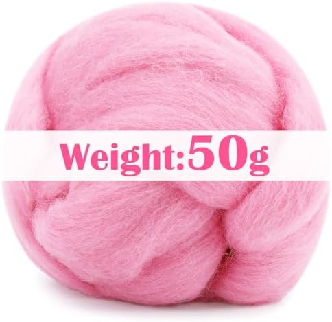 Mayboos 1.76oz Pink Natural Wool Roving, Needle Felting Wool - Image 2