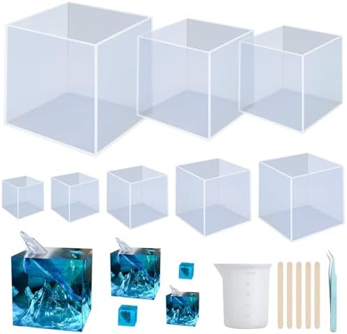 Large Square Resin Mold Silicone,8 Pcs Silicone Square Molds for Epoxy Resin,for Flower Preservation,Candle,Epoxy Resin Crafts,Home Decor by SIMEIQI