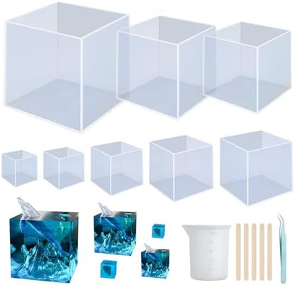 Large Square Resin Mold Silicone,8 Pcs Silicone Square Molds for Epoxy Resin,for Flower Preservation,Candle,Epoxy Resin Crafts,Home Decor by SIMEIQI