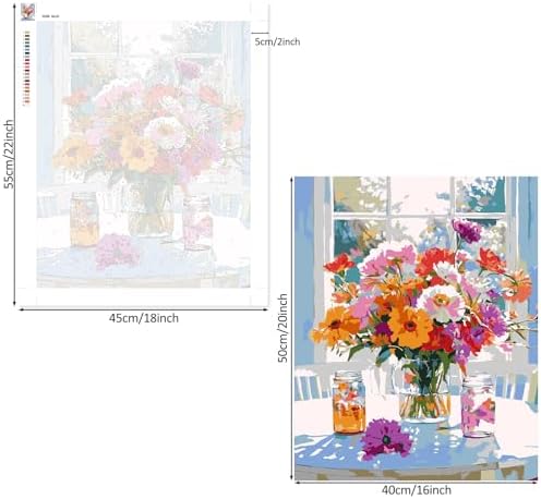Lxmsja Colorful Flowers Paint by Numbers Kit for Adults, Mason Jars Acrylic Paint by Numbers for Adults Beginner, DIY Craft Supplies Oil Painting Kits for Home Wall Decor 16x20 inch (No Frame) - Image 6