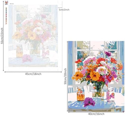 Lxmsja Colorful Flowers Paint by Numbers Kit for Adults, Mason Jars Acrylic Paint by Numbers for Adults Beginner, DIY Craft Supplies Oil Painting Kits for Home Wall Decor 16x20 inch (No Frame) - Image 6