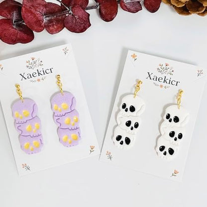 Xaekicr Halloween Skull Polymer Clay Cutters – 3-Stacked Skull Shape Clay Earring Cutters for DIY Jewelry, Polymer Clay Molds, Clay Tools – Halloween Cookie & Earring Making Supplies - Image 6
