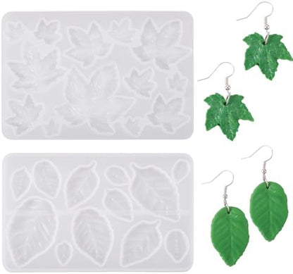 2Pcs Leaf Earring Silicone Molds Assorted Tree Leaves Maple Leaf Shape Resin Molds Green Plant Jewelry Casting Mould for Epoxy Resin DIY Crafts Earring Pendants Jewelry Making - Image 7