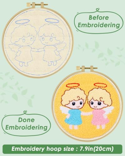 ERKOON Punch Needle Kit Beginners Adults, Zodiac Easy Embroidery Set for Starter Art Craft, Needling Punching Project with Patterns, Tools, Yarns, Hoop, Instruction (Gemini) - Image 3