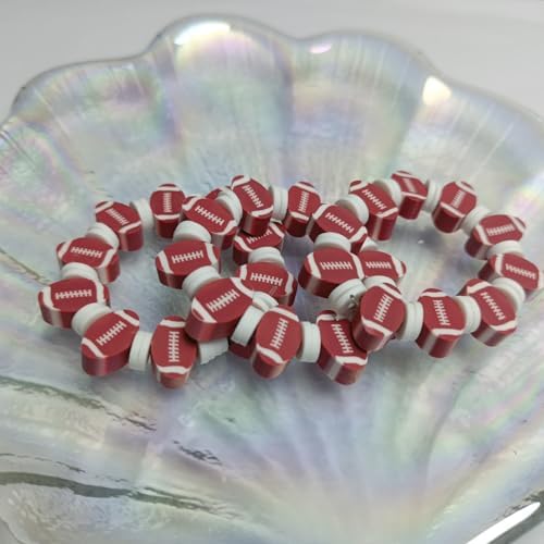 100pcs Sports Polymer Clay Beads Rugby Ball Beads DIY Jewelry Making for Earring Bracelet Necklace Key Chains Craft Accessories (Rugby Ball) - Image 6