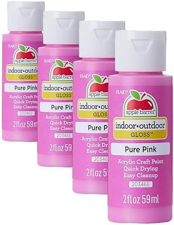 Apple Barrel Gloss Acrylic Paint in Assorted Colors (2-Ounce), 20346 Pure Pink (Pack of 4) by AppleBarrel