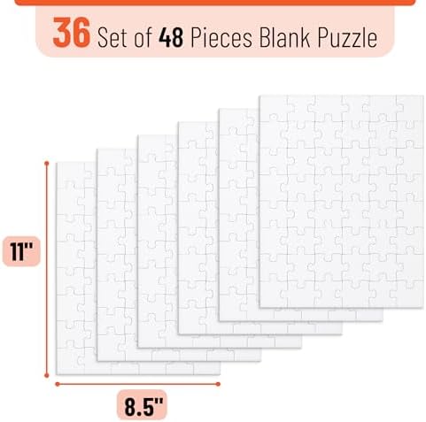 Mr. Pen- Blank Puzzle, 72 Pack, 48 Pieces/Pack, 8.5" x 11", White - Image 2