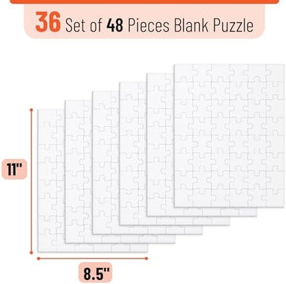 Mr. Pen- Blank Puzzle, 72 Pack, 48 Pieces/Pack, 8.5" x 11", White - Image 2