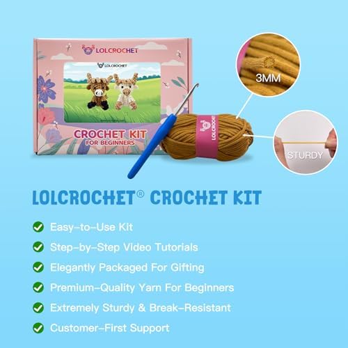 Cute Puppy Crochet Kit for Beginners, Learn to Crochet Animal Starter Set with Video Tutorial & Crocheting Manual, Easy Yarn Knitting Kit for Adult, Stuffed Dog Craft Doll Xmas Gift - Image 6