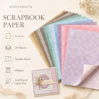 Pastel Scrapbook Paper Pad 6x6 Double Sided, Romantic Patterned Paper Pack - Decorative Craft Cardstock & Scrapbooking Supplies for Card Making, Junk Journal Ephemera, Mini Albums - Image 2