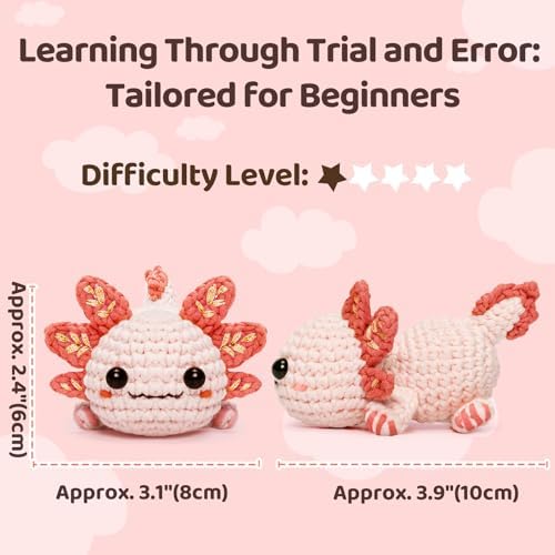 Mewaii Crochet Kit for Beginners, 3 Pack Axolotl Craft Set - Image 5