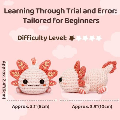 Mewaii Crochet Kit for Beginners, 3 Pack Axolotl Craft Set - Image 5