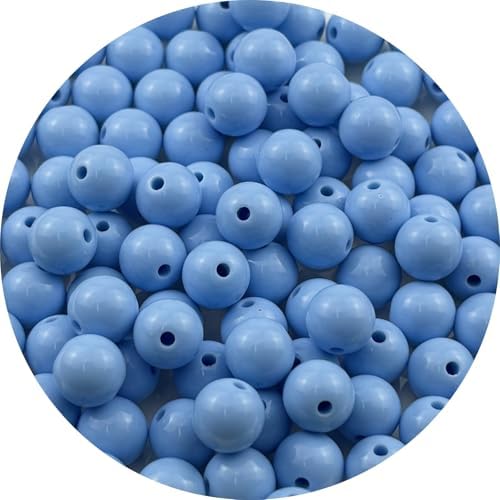 100pcs Acrylic Round Beads for Crafts 12mm Resin Candy Color Spacer Beads with Hole for Jewelry Making Sewing Crafts Decoration Necklaces Bracelets Earrings Supplies(Blue) by Unknown