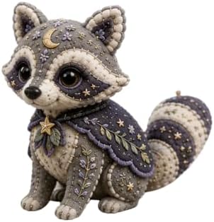Woodland Friends DIY Felt Patchwork Kit, Pastoral Wild Creatures Handicraft Activity, Textile Hobby, DIY Fabric Animal, Unique Roseate Doll Ornament (Raccoon) - Image 7