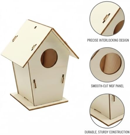 Unfinished MDF Birdhouse Craft Kit - DIY Wooden Assembly Project for Painting, Decorating & Home Garden Display - Image 6