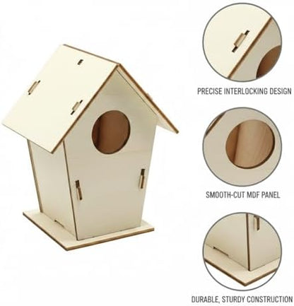 Unfinished MDF Birdhouse Craft Kit - DIY Wooden Assembly Project for Painting, Decorating & Home Garden Display - Image 6