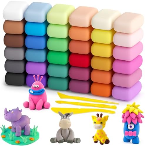 Ecurfu Air Dry Clay 36 Colors, DIY Modeling Clay with Tools, Toy Gifts for Kids by Ecurfu
