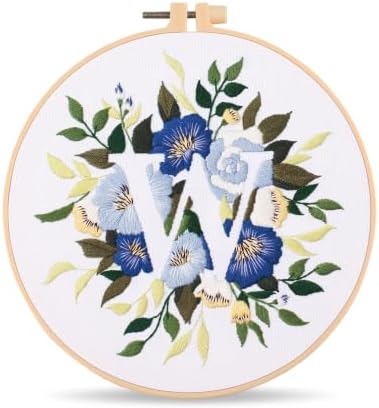 Harimau Letter Pattern W Embroidery Kit for Adult Beginners, Complete Starter Pack with 1 Hoop, Needles, Instruction Guide & Embroidery Stitch Video Tutorials by Unknown