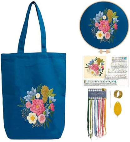 CREAWONDER Canvas Tote Bag Embroidery Kit with Pattern for Beginners, Arts and DIY Embroidery Crafts Kits for Adults, Include Instructions, Embroidery Hoops, Color Threads and Tool by Unknown