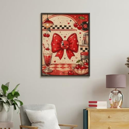 Bozfoxa Paint by Numbers Kit for Adults Beginner Red Cherry Bow - Image 4