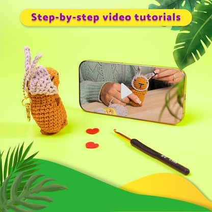 Capybara Crochet Kit for Beginners, 2 Easy Amigurumi Capybaras, Bunny Ears - Image 4