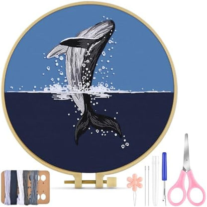 TINDTOP Embroidery Kit for Beginners Adult, Whale Embroidery Practice Kit by TINDTOP