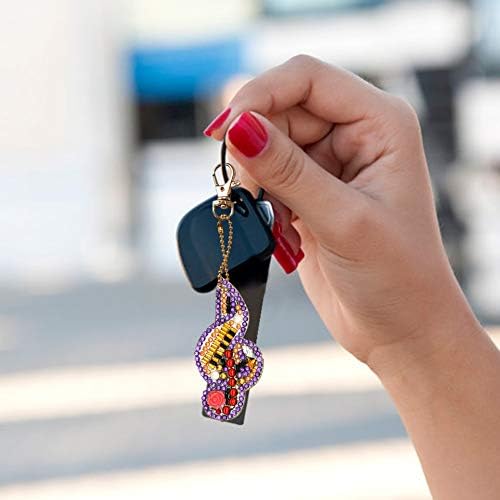 HuamuTech 5 Pcs/6 Pcs/8 Pcs Full Drill Keyring Special Shape Double Sided Diamond Art Keychain for Beginners Birthday Craftin - Image 7