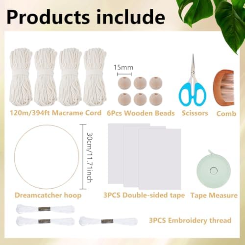 ACRNIGHEET Tree of Life Dream Catcher Macrame Kit for Adults Beginners Macrame Leave Wall Hanging Decor with Video Tutorials Handmade Woven Boho Home Decor for Bedroom Dorm Decoration(Beige Series) - Image 2