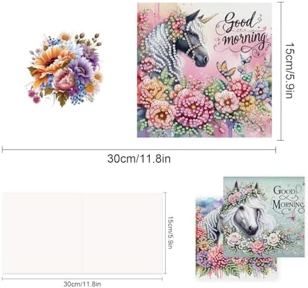 TDFERAN Diamond Painting Birthday Flower Bouquet Card 6 Set Colorful Flowers Card Handmade Art Work Crystal Puzzle Birthday Party Invitation Blank Cards Family Dinner Surprise Greeting Cards Birthday - Image 2
