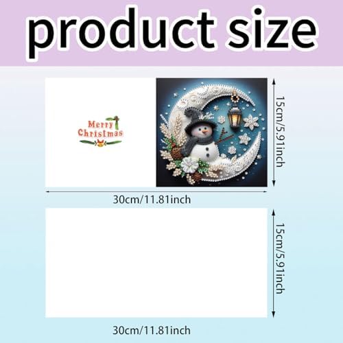 jinglinhh 6pcs Christmas Moon Snowflakes Snowman Elk Diamond Art Painting Greeting Cards with Envelopes, DIY Card Making Kits for Adults, Diamond Art Postcards Christmas Cards Craft Gifts - Image 2