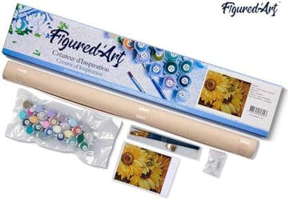 Figured'Art Paint by Numbers Kit for Adults Sunflower in Full Bloom 16"x20" - Craft Art Painting DIY Kit Rolled Canvas Without Frame - Image 5