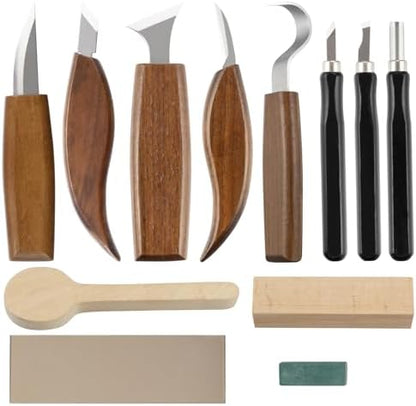 Wood Carving Kits, Wood Whittling Kit, Wood Carving Tools Kit, Wood Carving Kit For Beginners, Wood Whittling Knife Kit for Beginners With 8 PCS Wood Carving Knives, Wood Carving Kit For Adults by SANJAIN
