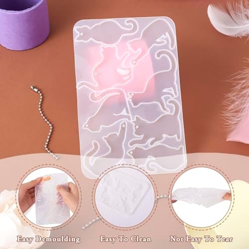 1 Set Kitten Cat Silicone Molds Cute Cat Paw Resin Molds Pet Kitten Cabochons Silicone Mold with 20pcs Ball Chains and 20pcs Jump Rings for DIY Earrings Keychain Jewelry Making Supplies - Image 6