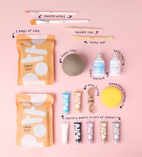 Pott'd Mini Pottery Kits | Air Dry Clay Pottery Kit for Adults | Includes Paints, Brushes, and Potters Tools | FREE online step-by-step tutorial | Perfect for Beginners | Bring The Studio To Your Home - Image 3