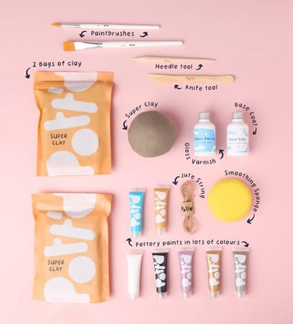 Pott'd Mini Pottery Kits | Air Dry Clay Pottery Kit for Adults | Includes Paints, Brushes, and Potters Tools | FREE online step-by-step tutorial | Perfect for Beginners | Bring The Studio To Your Home - Image 3