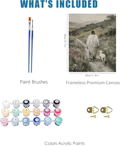 Jesus and Lamb Paint by Numbers Kit for Adults Beginner (Without Frame) - Image 5