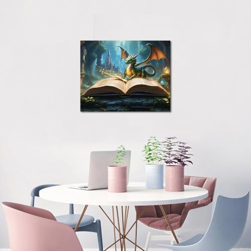 Rebotipy Mysterious Open Book and Dragon Paint by Numbers Adult Canvas Kit - Image 2