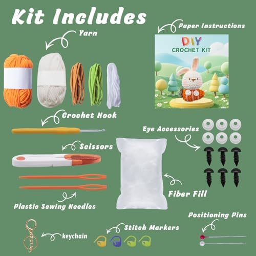 EOKPHULL Crochet Kit for Beginners, Easy DIY Crochet & Knitting Kit for Adults with Step-by-Step Video Tutorials, Yarns, Stuffing, Crochet Hook and Accessories, Crochet Craft Set - Image 3
