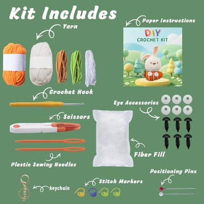 EOKPHULL Crochet Kit for Beginners, Easy DIY Crochet & Knitting Kit for Adults with Step-by-Step Video Tutorials, Yarns, Stuffing, Crochet Hook and Accessories, Crochet Craft Set - Image 3