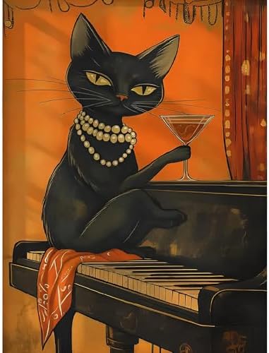 Canrichshop Drinking Cat Paint by Numbers Kit for Adults,Painting by Numbers,DIY Acrylic Paint Kit for Adults Beginners Without Frame,Easy Adult Paint by Number Kits on Canvas for Decor 16x20inch by Canrichshop