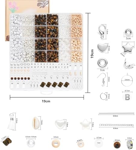 Xyliise Bracelet Making Kit Natürliche Perlen Set for Adults Beads for Bracelets Silver Jewelry Making Supplies DIY Jewelry Necklace Earrings (CZ006-Tiger's Eye) - Image 3